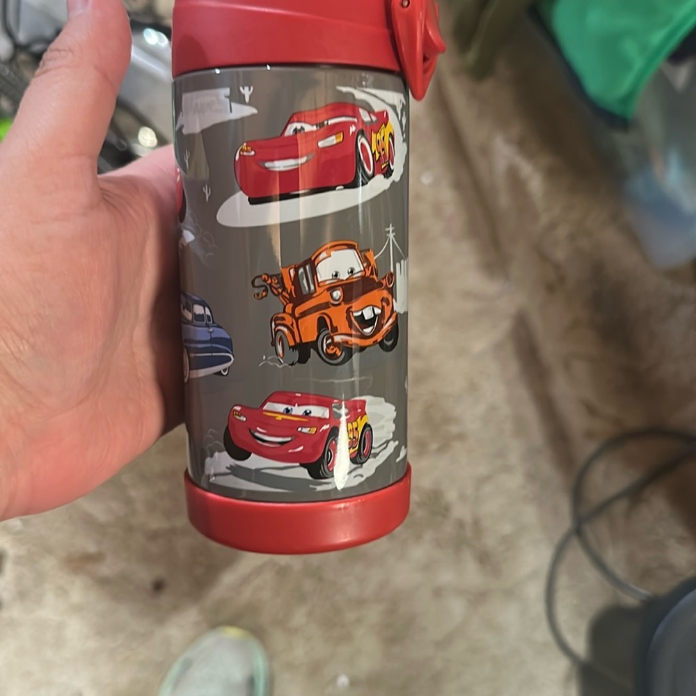 Pottery Barn Kids Red and Gray Cars Water Bottle